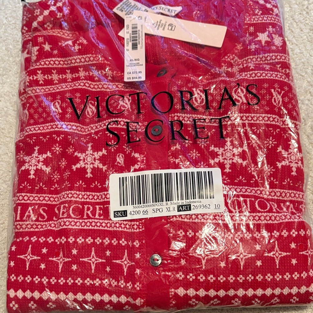 Victoria's Secret Thermal Long Sleeve Onesie, Sleepwear for Women XL NWT NEW